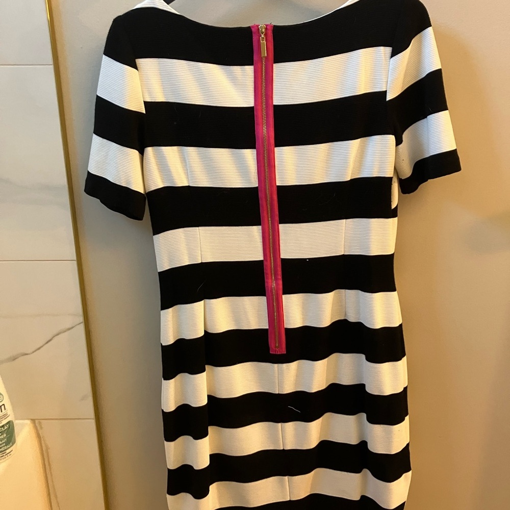 Eliza J White and Pink Sheath Mini Dress with Cuffed Sleeves - Picture 3 of 5